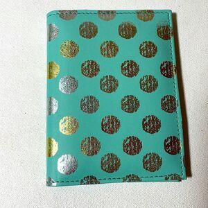 Mint metallic polka dot passport travel wallet